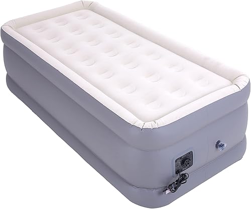 LETS Camp Colchón de aire para acampar con bomba eléctrica de 18 pulgadas inflable tamaño individual 90 segundos fácil de inflar tela de PVC