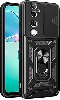جراب حماية خلفي لموبايل فيفو V40 5G وV40 برو شبكة الجيل الخامس 5G، بغطاء منزلق للكاميرا وحامل حلقي مدمج مضاد للصدمات من انبلاك (أسود، فيفو V40 برو 5G، وفيفو V40 5G وS19 برو 5G