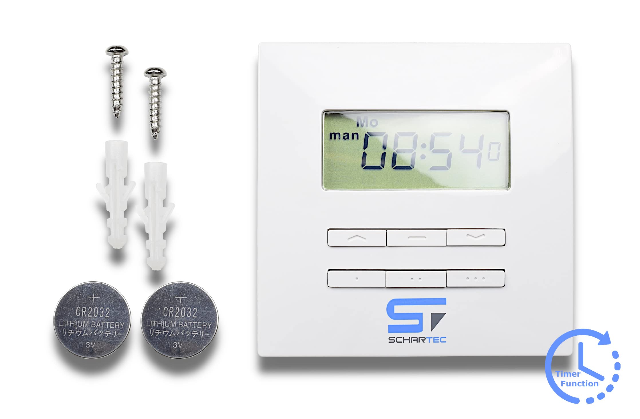 SCHARTEC Kit complet de moteur de volet roulant radio-piloté avec minuterie (tube F 20-60 avec Time F)