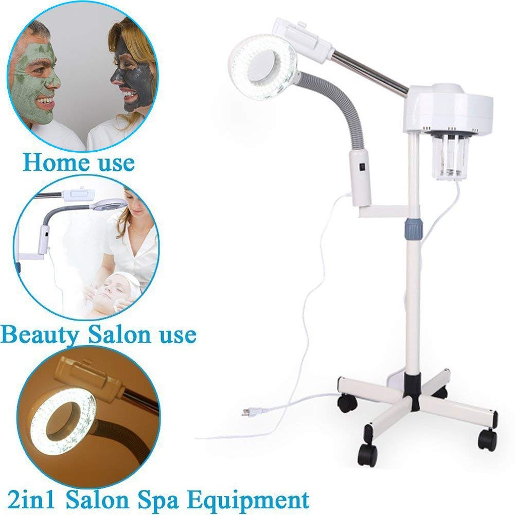 Gesichtsdampfer Face Steamer Gesichtssauna 2 in 1 LED 5X Vergrößerungs Gesicht Dampfgerät Luftbefeuchter mit Lampe Spa Reinigung Dampf