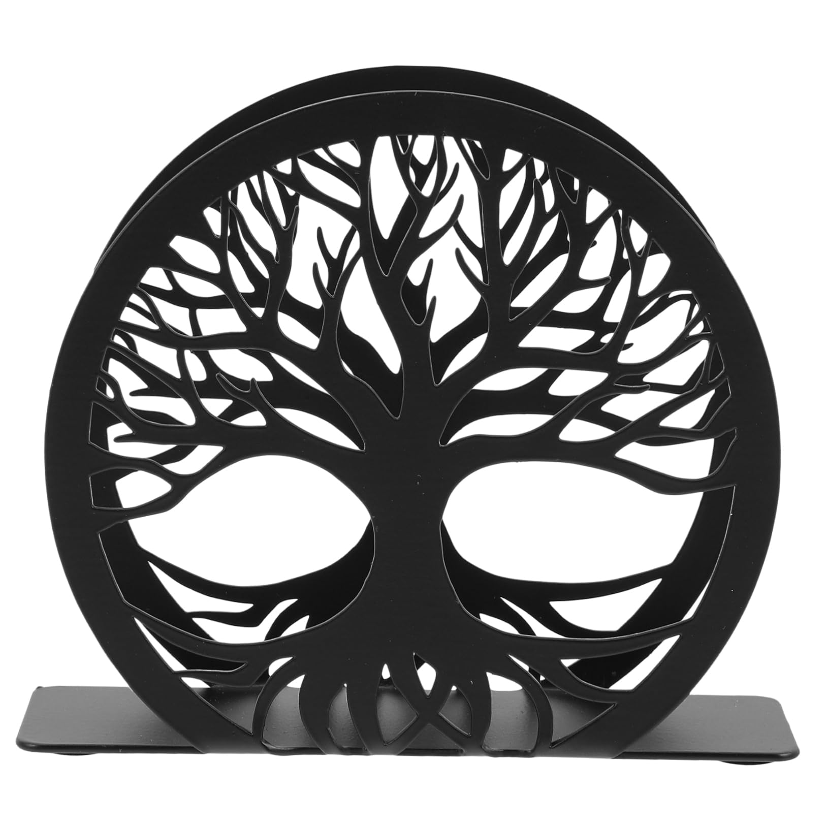 SOLUSTRE Servilletero de Acero Inoxidable Negro Diseño Ahuecado y Apertura Grande, Resistente y Decorativo para Mesa en Fiestas y Uso Diario