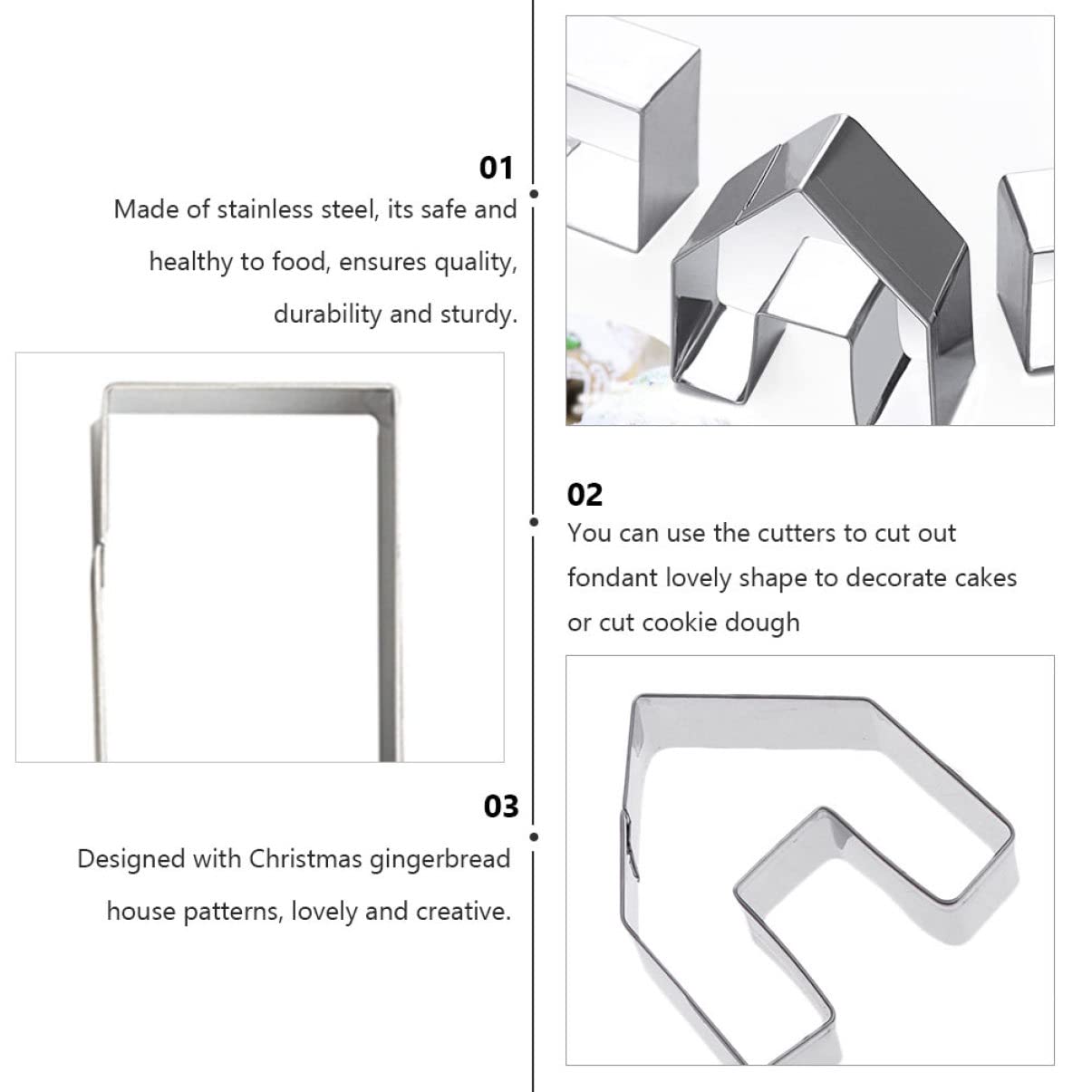 ABOOFAN Emporte-pièce en Acier Inoxydable 15 Pcs Forme Maison Biscuit de Noël, 5 Sets Moule à Biscuits Créatif et Mini pour Pâtisserie DIY et Décoration de Fête