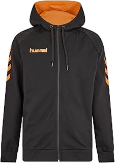 Go Cotton Men's Zip Hoodie, Black/Orange, Medium
