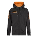 Go Cotton Men's Zip Hoodie, Black/Orange, Medium