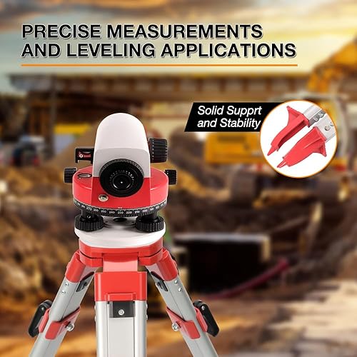 Miniatura 7 de Trípode de topografía, trípode de levantamiento de aluminio con abrazadera rápida de cabeza plana de 11 roscas de 58 pulgadas para nivel automático