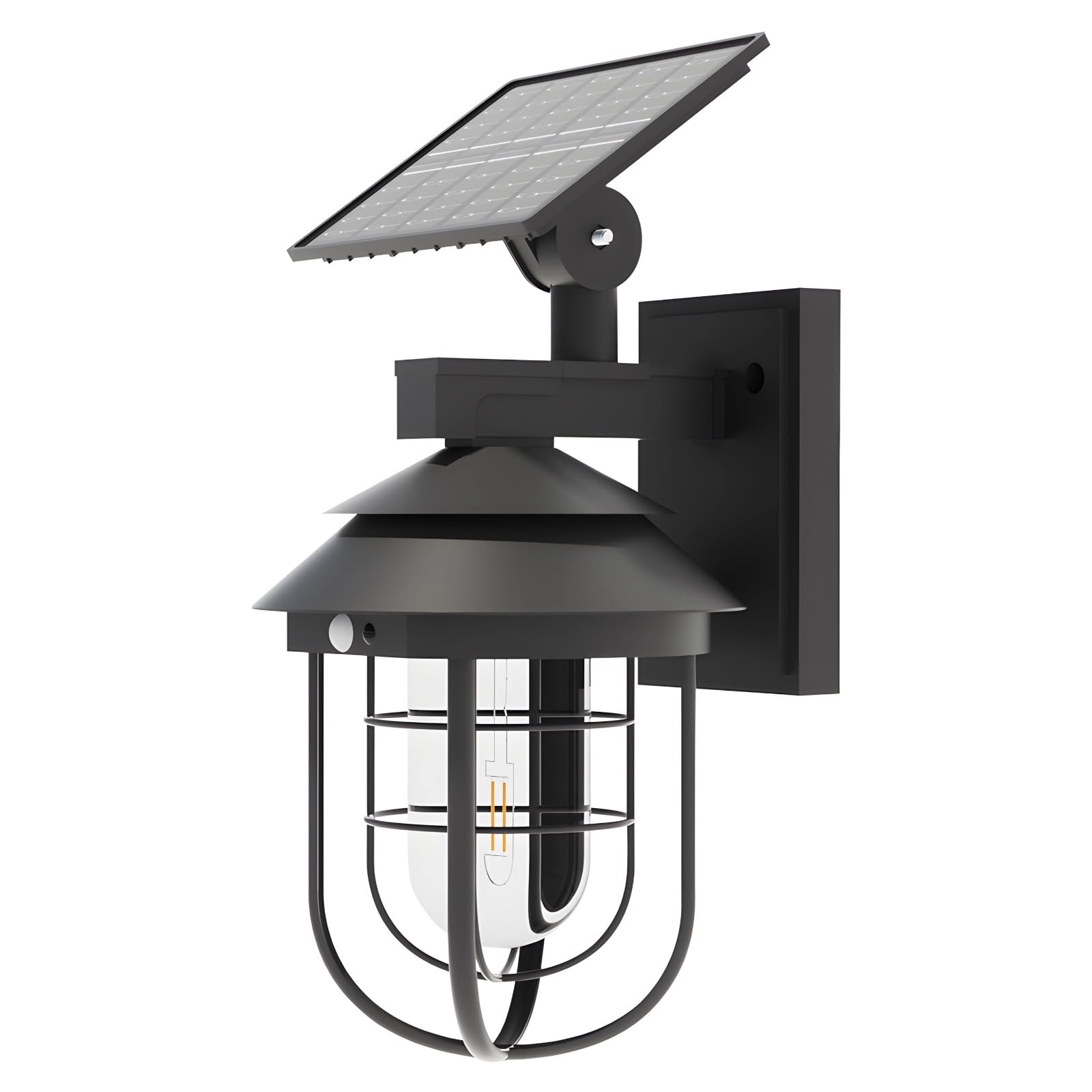 Lampa solarna na werandę, zewnętrzna lampa ścienna z czujnikiem zmierzchu do świtu, odporna na warunki atmosferyczne, tworzywo ABS + PC, 22 x 37 cm, na taras, balkon, do ogrodu