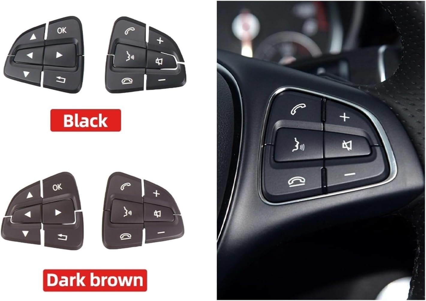 Car Steering Wheel Buttons Control Switch Cover Compatible with Benz A B CLA CLS GLA GLS GLE Class W176 W246 W218 W172 W292 W166 0999050600(Black 1 Pair)