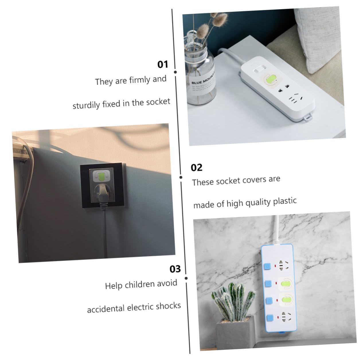 24pcs Childproof Socket Covers Safe Socket Protectors Abs Plastic Outlet Covers with Strong Adhesive for Home Electrical Safety and Childproofing Green