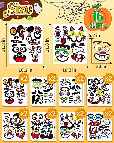 Halloween Pumpkin Face Sticker for Kid, Decorating Painting Kit Decoration - image 6