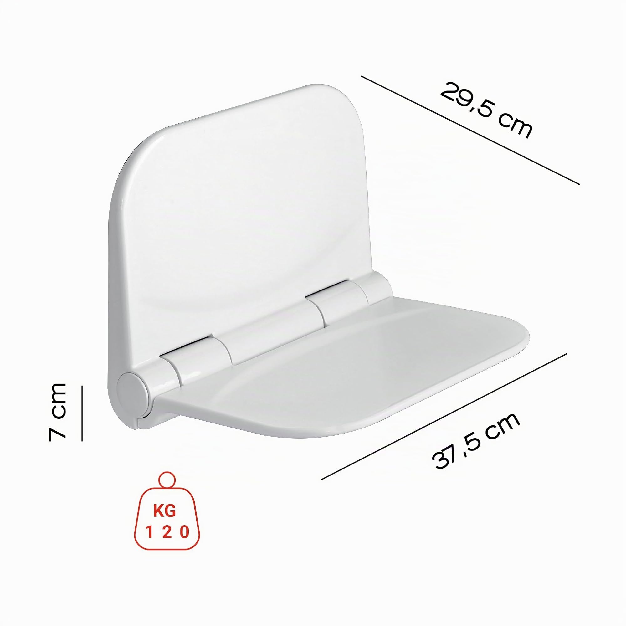 Gedy DI82, Asiento Móvil para Ducha, Blanco, 37.5 x 29.5 x 7 cm