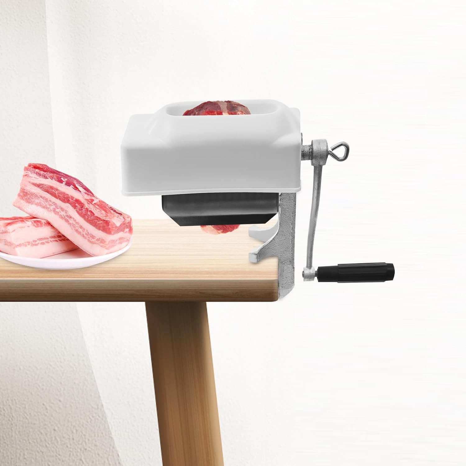 Meat Tenderizer Tool, Heavy Duty Manual Meat Tenderizer Machine with Safety Cover & Table Clamp Clamp on Meat Tenderizer Kitchen Tool, Cast Iron Construction
