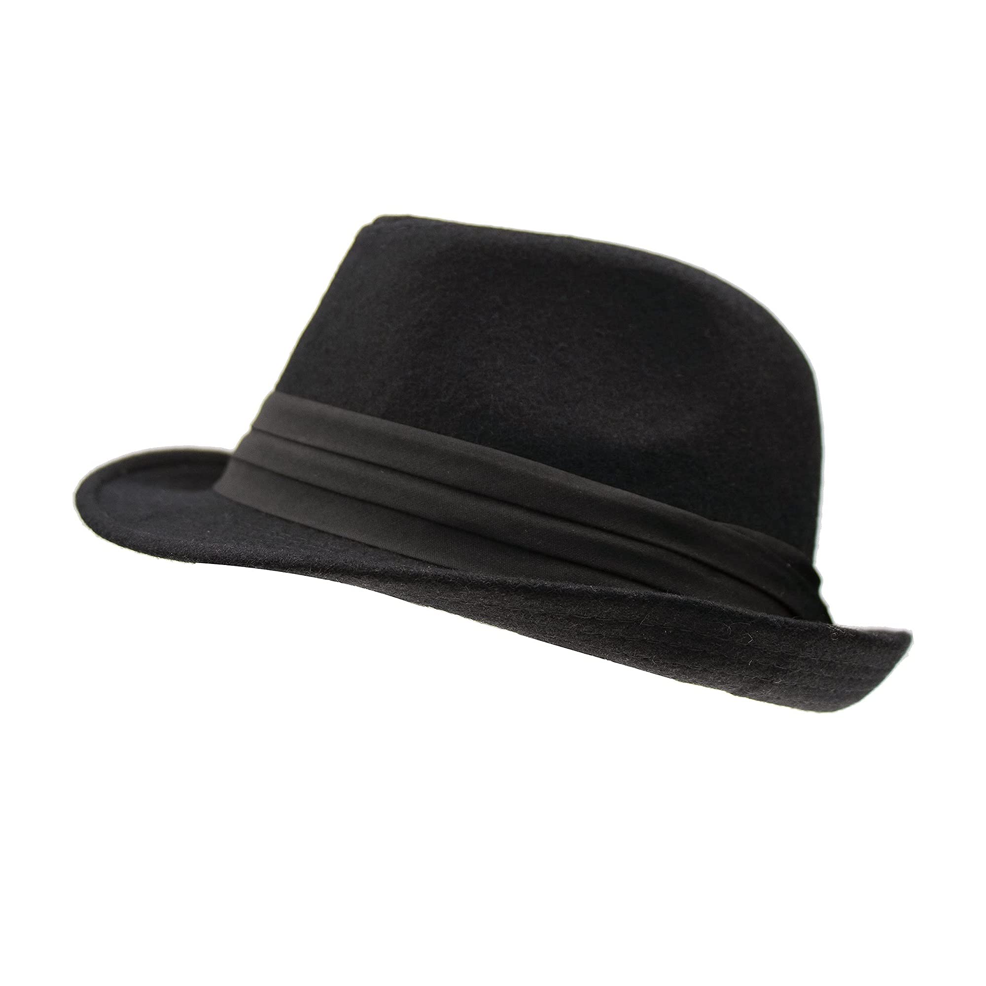 Vikodah Men's Black Vintage Manhattan Trilby Fedora Hat For Wool Felt Jazz Cap