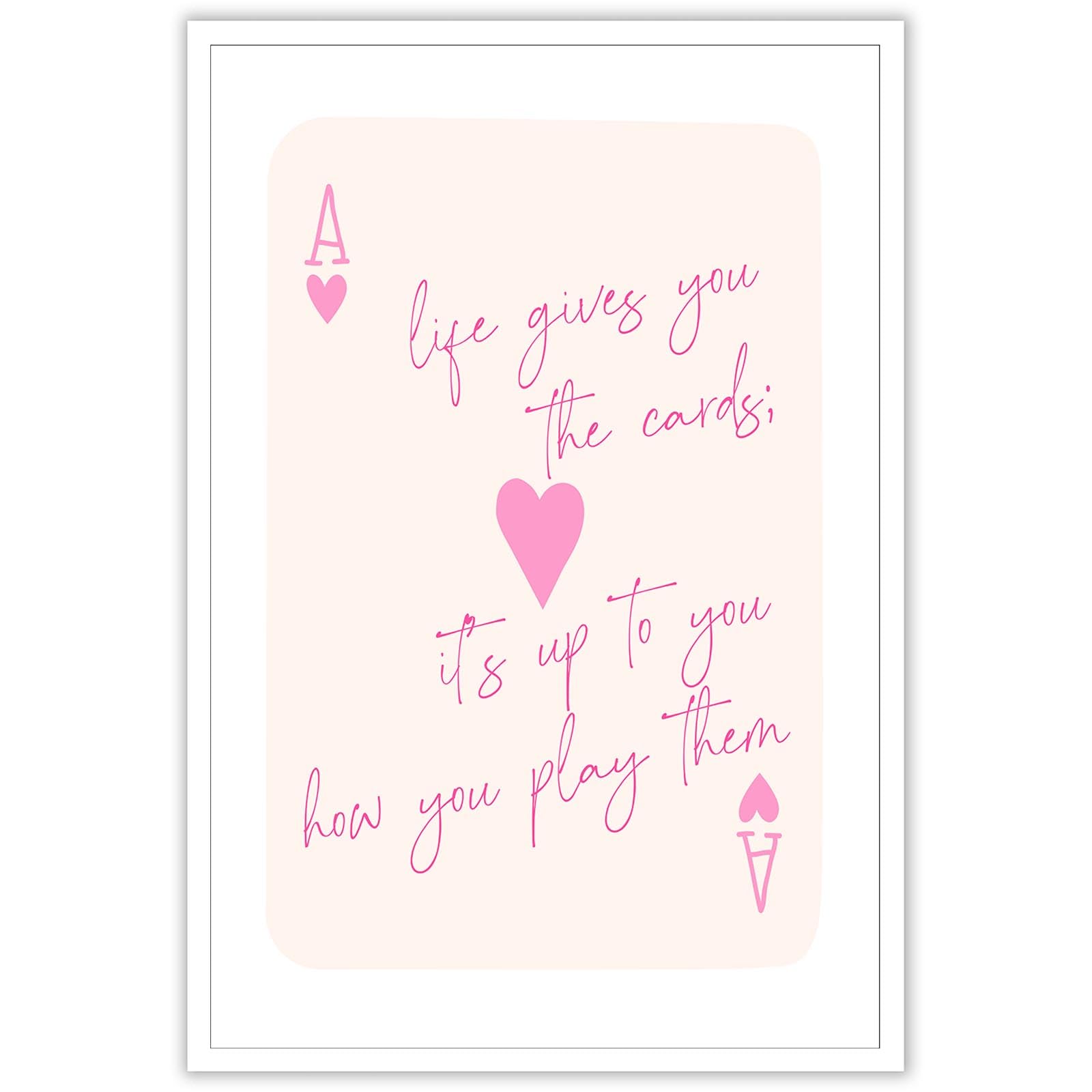 Trendy Cute Girl Canvas Wall Art Pink Ace Of Hearts Playing Card Wall Decor Preppy Funky Canvas Prints Painting Inspirational Quotes Poster For Girl Apartment Bedroom Living Room 24x36in Unframed