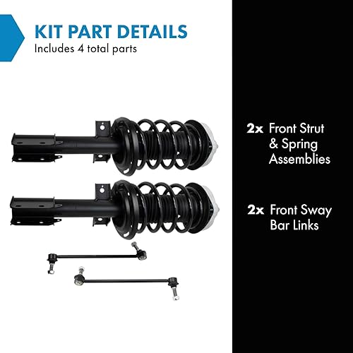 Miniatura 137 de TRQ Kit de suspensión delantera, conjunto de amortiguadores y resortes, barra estabilizadora, enlace estabilizador compatible con Chevrolet