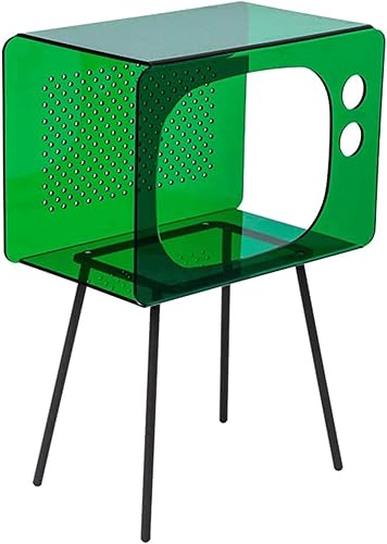 Mesita de noche Mesita de noche acrílica Mesita de Noche con patas de metal, moderna y minimalista para sala de estar, sofá lateral, mesa de centro