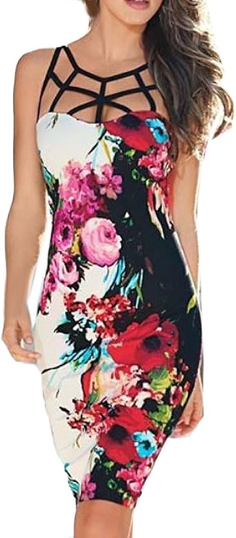 Vestidos De Mujer Cortos Elegantes Sin Mangas Slim Fit Ajustado Moda  Vintage Hippie Vestido Flores Vestido Verano : Amazon.es: Ropa