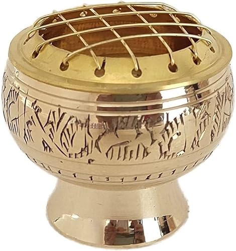 Quemador de incienso dorado con diseño grabado Loban Burner Bakhoor Burner Dhoop Holder