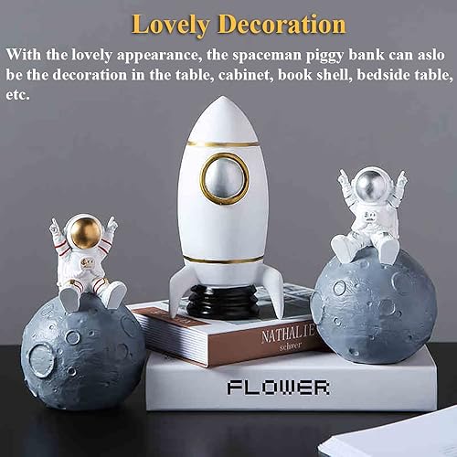 Miniatura 4 de Hucha de hombre espacial, moderna alcancía de vinilo de astronauta, caja de dinero de luna, tema espacial, moneda, adorno decorativo de astronauta