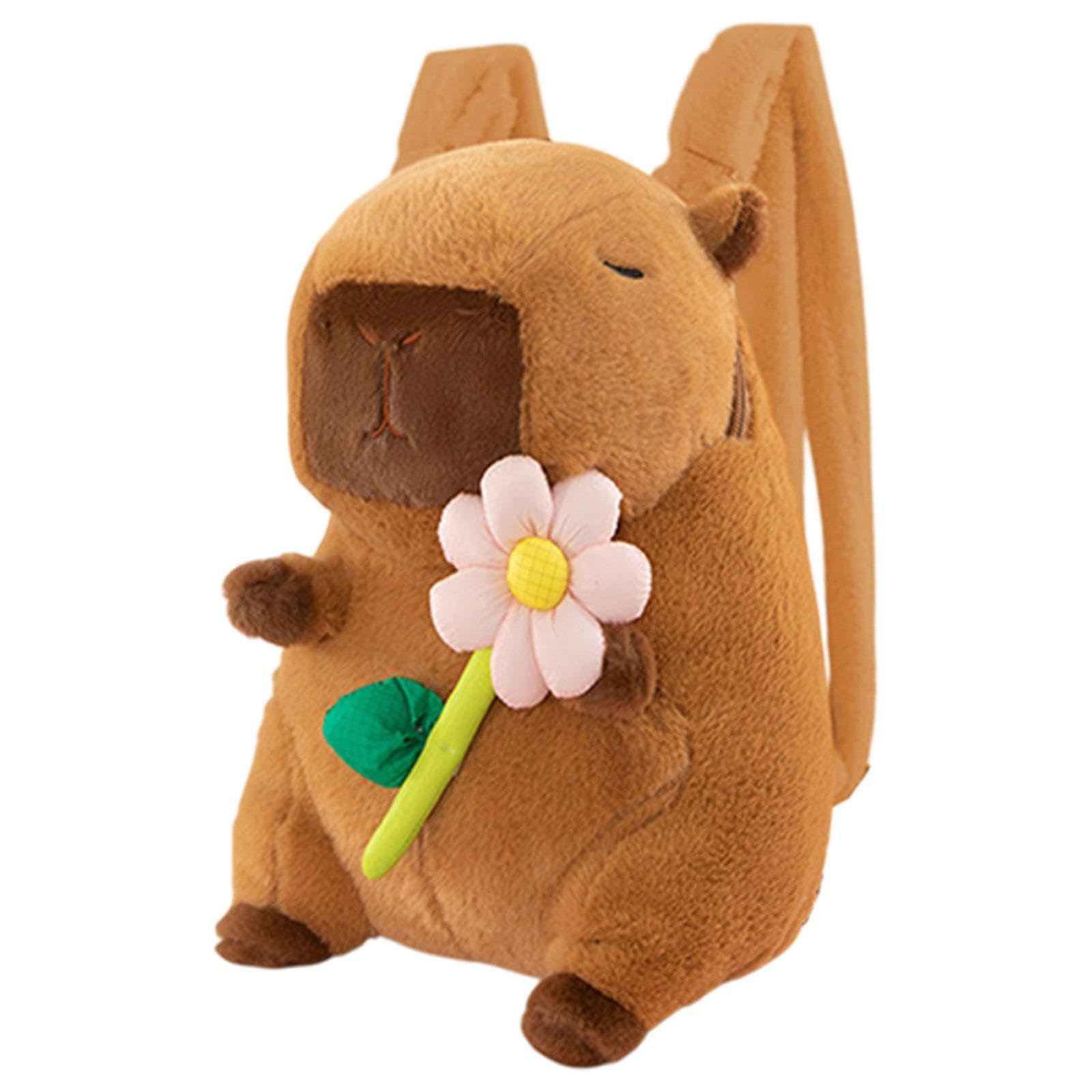 ™ Capybara Backpack Funny Stuffed Animal Backpack for Street Women Backpacking Pink Flower-image-18