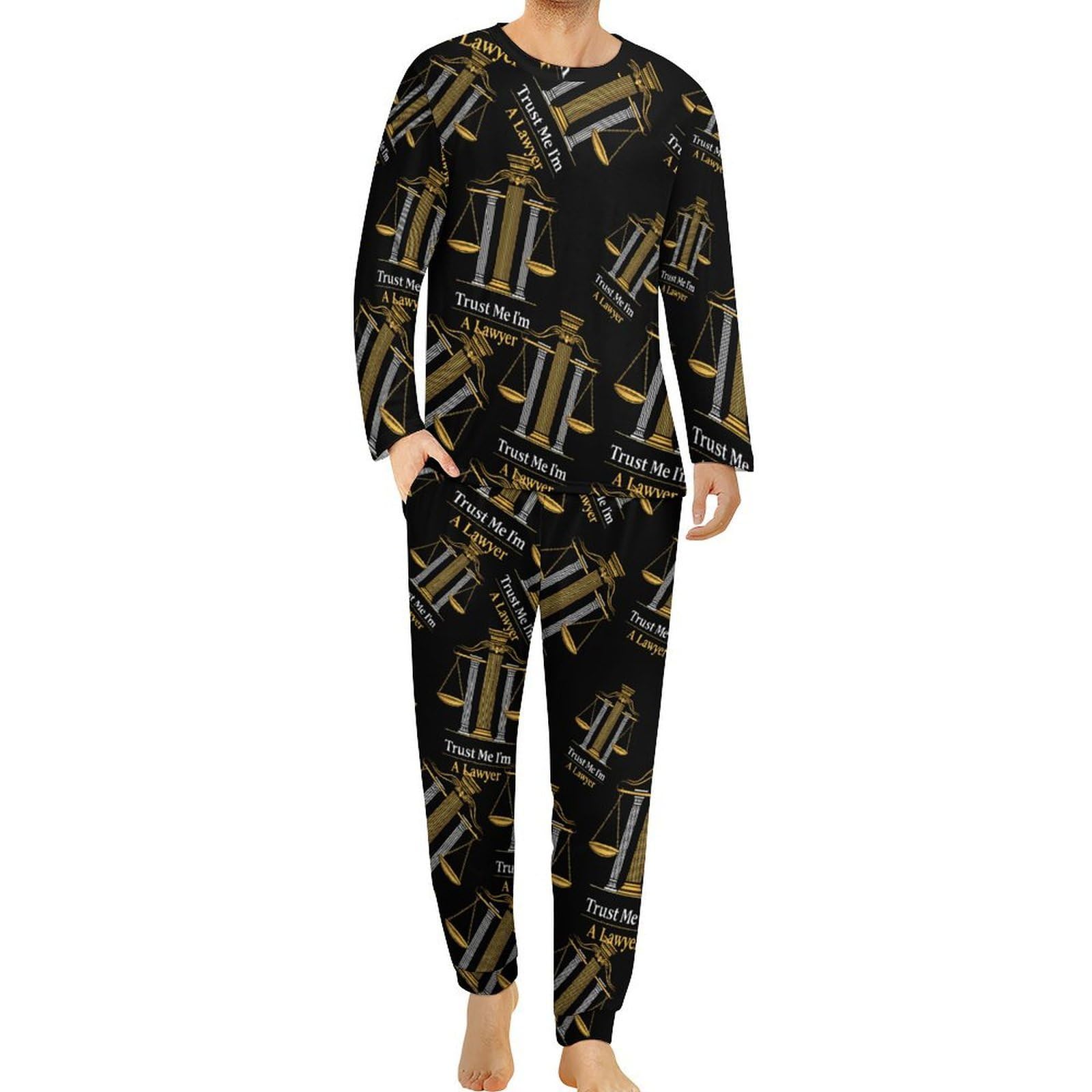 Trust Me Im A Lawyer - Conjunto de pijama para hombre, cuello redondo, 2 piezas, manga larga, suave, transpirable para todas las estaciones