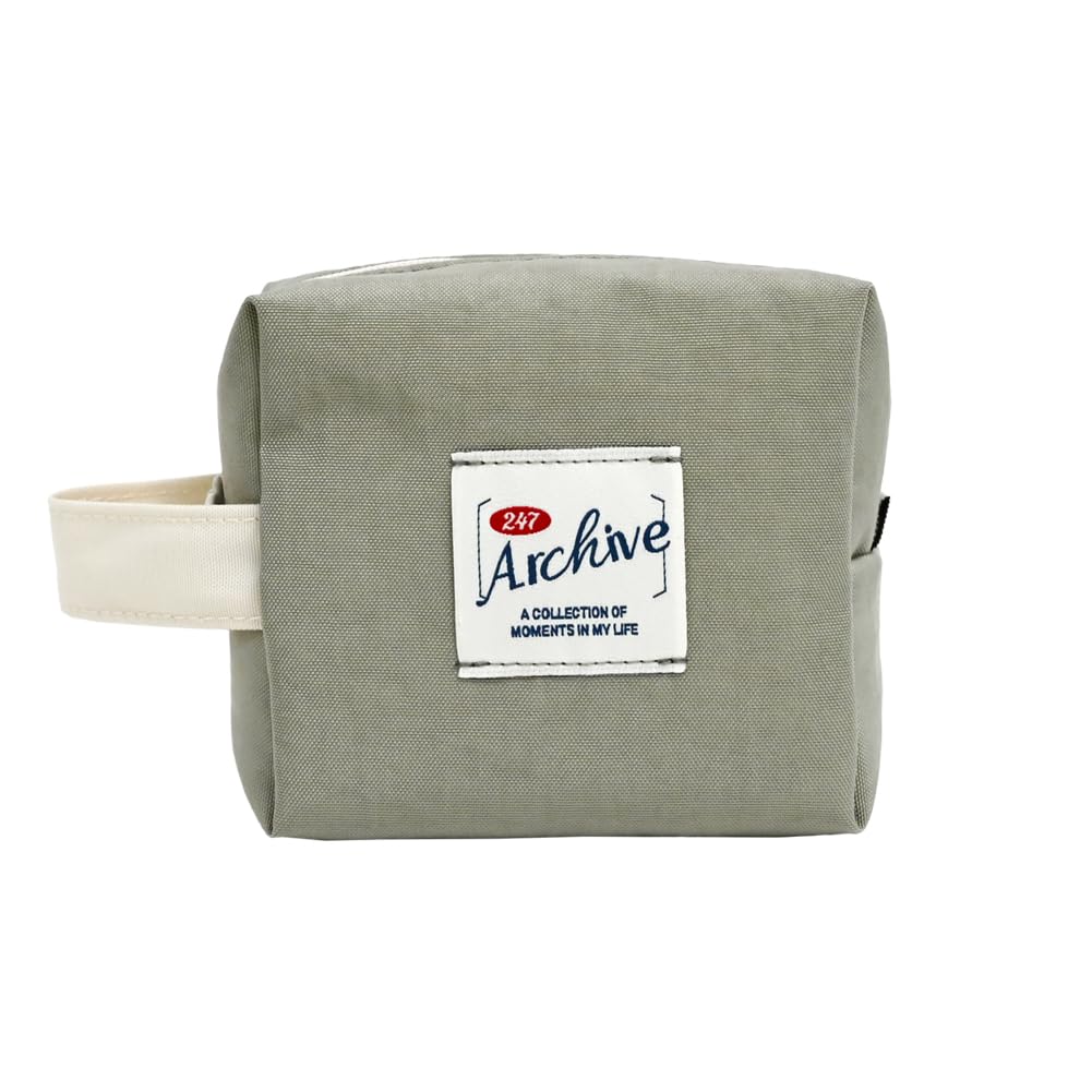 Monolike Archive Cube Mini Pouch, Warm Gray - Makeup Bag, Cosmetic Bag, Travel Bag, Toiletry Bag, Organizer, Storage Bag