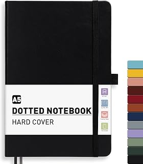 Notizbuch A5 Dotted - Notebook Journal buch With 192 Blatt Haftnotizen | Leder H