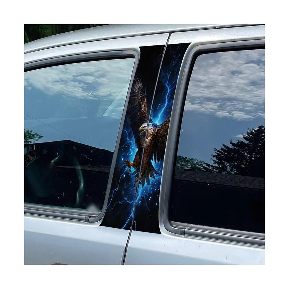Bertdcx One Color Car Pillar Decals Waterproof Stickers Thunder Eagle Glossy Protective Polyethylene Film Auto Parts