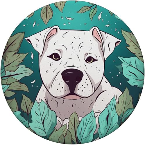 Miniatura 3 de Dogo Argentino Dog Mom Dad Plant Lover Hiding in Leaves PopSockets Swappable PopGrip