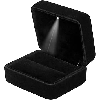 Velvet Ring Box with LED Light Jewellery Display Gift Box for Wedding and Engagement