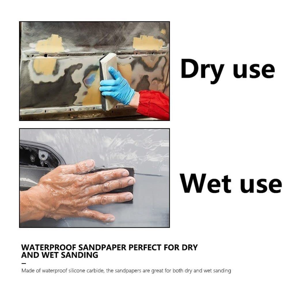 SHENGANG Set di carta vetrata Carta abrasiva a secco ad acqua 9x3,6 pollici Carta abrasiva abrasiva per lucidatura automobilistica di legno, metallo, 120