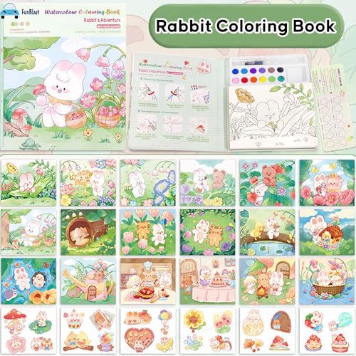 Image of FunBlast Watercolor Painting Book Set - DIY Graffiti Coloring Note-Book with Watercolor