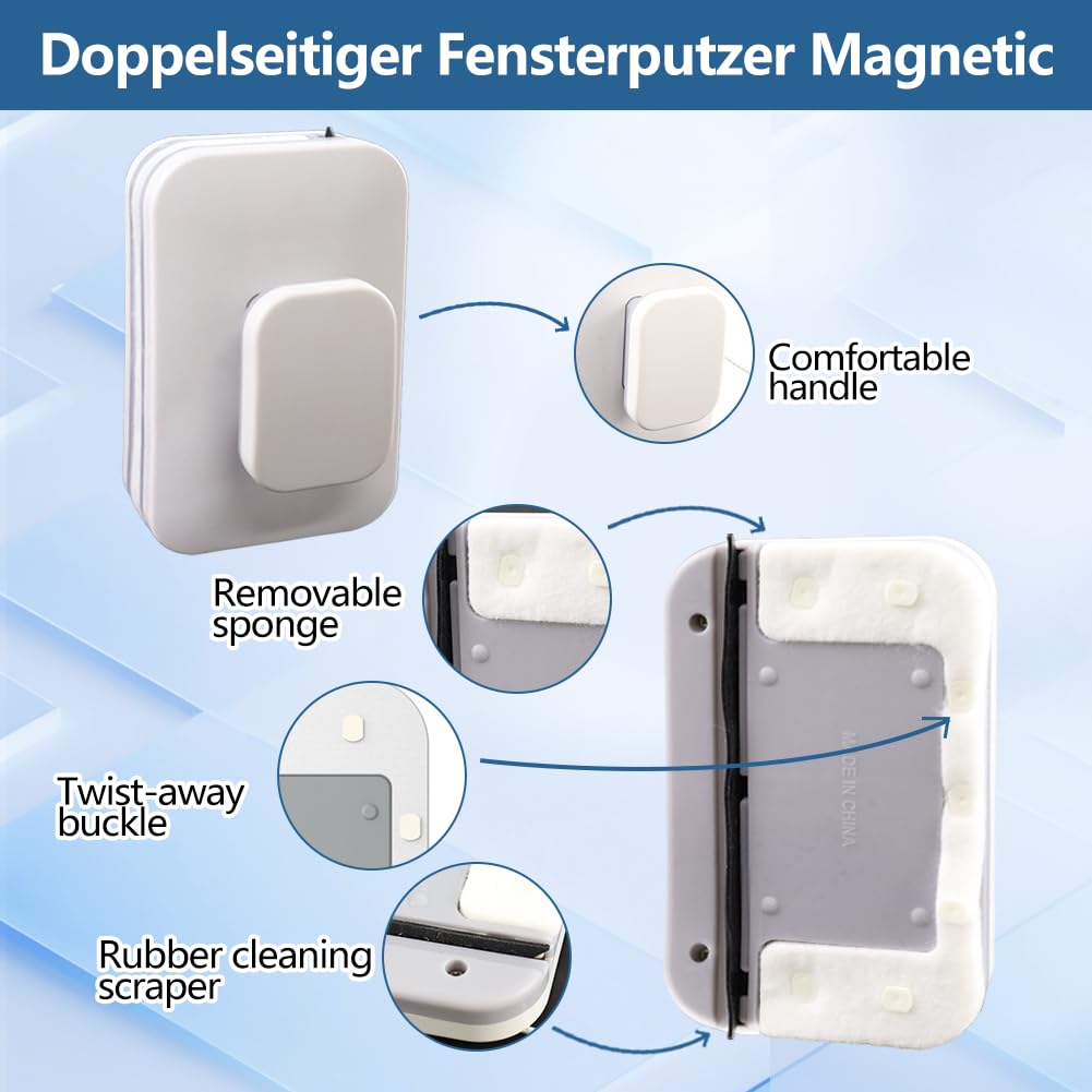 Pulitore magnetico per finestre lavavetri 3-8 mm