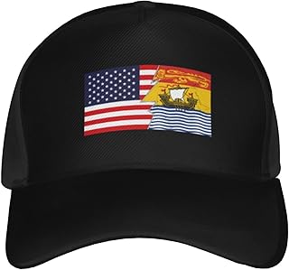 Flag Map of New Brunswick and America Baseball Cap for Men Women Hat Classic Cotton Adjustable Caps Low Profile Golf Dad Hats for All Seasons Black