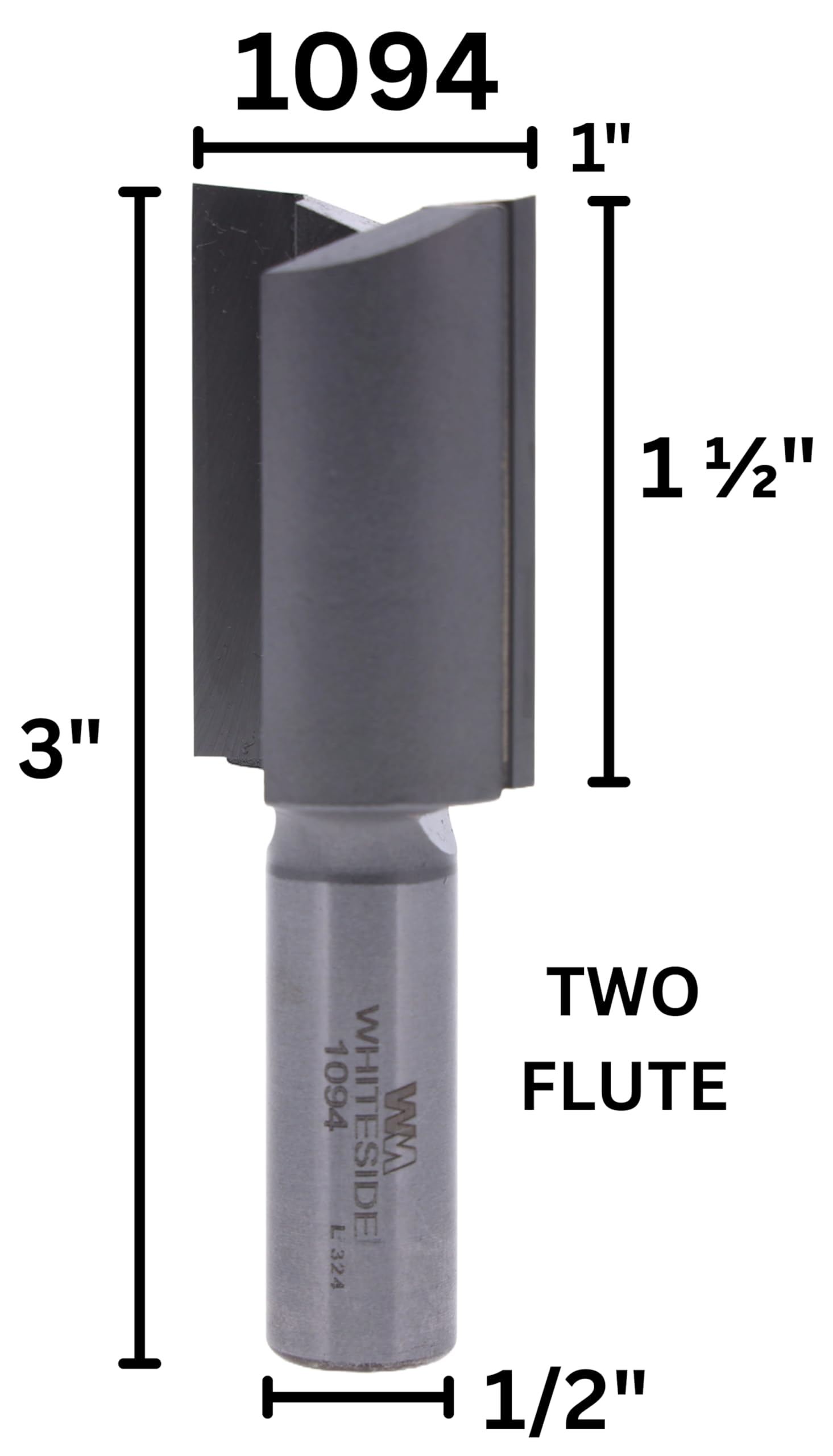 Whiteside 1094 Straight Router Bit: 1 Inch Cutting Diameter, 1/2