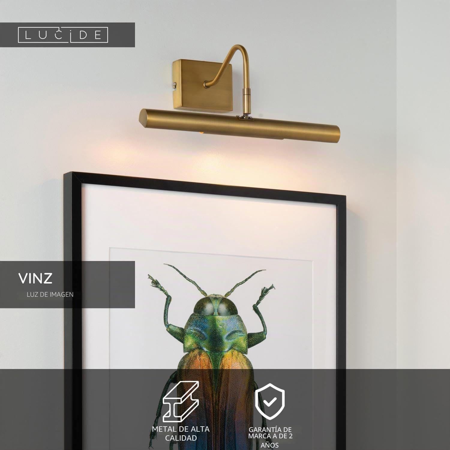 LUCIDE VINZ - Aplique para la iluminación de cuadros - 2xG9 - Oro mate/Latón