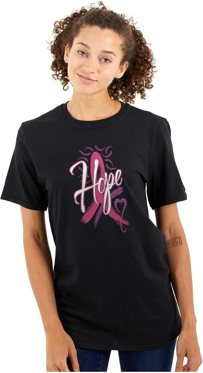 Hope Pink Ribbon Heart Breast Cancer Womens Graphic T Shirt Tees