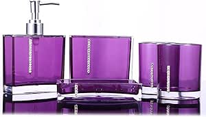 Amazon.com: Haosie 5PCS Purple Bathroom Accessory Set, Acrylic Bathroom ...