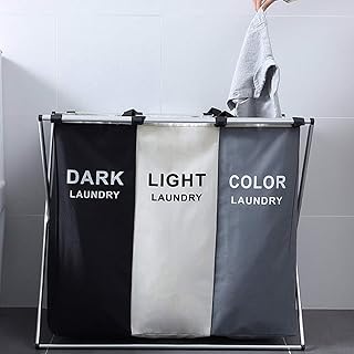 yazi ランドリーバスケット 折りたたみ 洗濯かご 大容量 仕切り ランドリーかご 防水 スリム 洗濯ラック オックスフォード布 脱衣かご 衣類・雑物収納 洗濯物入れ おしゃれ欧風 ランドリーラック