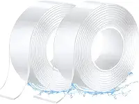 Kit 2 Rolos Super Fita Mágica Nano Adesiva Dupla Face Transparente Extra Forte Lavável 3M