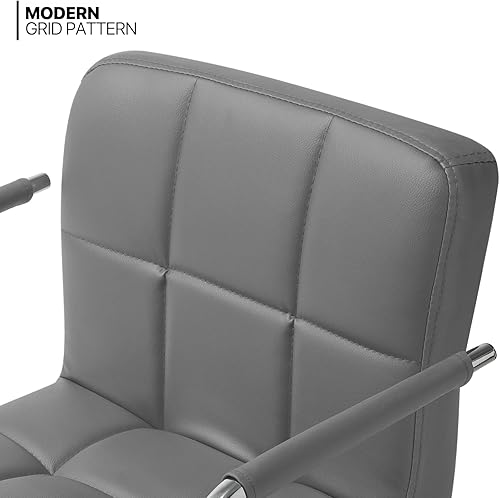 Miniatura 13 de MoNiBloom Juego de 2 taburetes de bar ajustables con reposabrazos con respaldo cuadrado, modernos taburetes de bar giratorios con reposapiés para