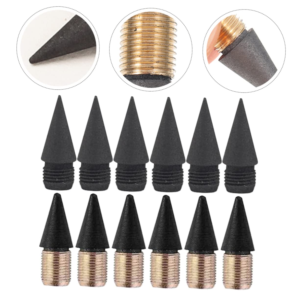 Angoily 3sets Everlasting Graphite Nibs for Pencils Reusable Writing Pencil Tips Infinite Replaceable Refills Lasting Nibs 40pcs*3