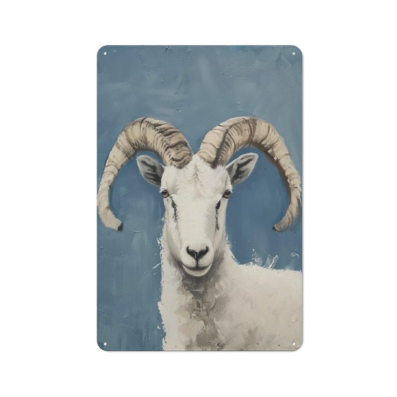 Junmoney Bighorn Sheep Portrait Rustic Tin Sign 30X20cm For Café Or Restaurant, For Café Owners And Decorators, For Retro Home Interiors
