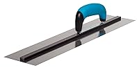 Vista 3 de OX Tools - Paleta de acabado de hormigón de acero inoxidable, 18 x 4.5 pulgadas, hoja flexible, vástago de aluminio remachado, mango de agarre OX
