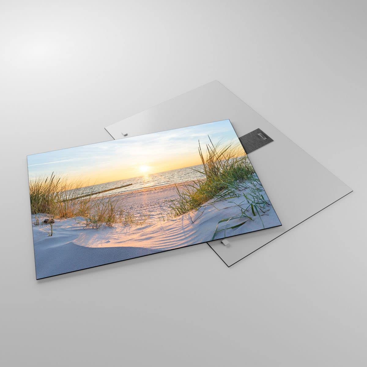 Bilder auf Glas 70x50cm Wandbild Glasdruck Landschaften Maritim - 3989 | Düne Strand Meer Klein Modern Dekoration Wohnzimmer Schlafzimmer Küche Wanddeko Kunstdruck Art Wall Decor ARTTOR