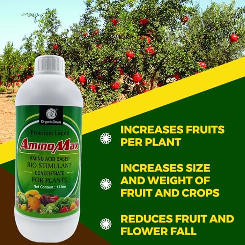 Image of OrganicDews Amino Fertilizer (Plant Protein Hydrolysates) Based Bio Stimulant Concentrate For Plants 1 litre with Measuring Cup 25 ml - Plant Growth and Yield Booster 1 litre