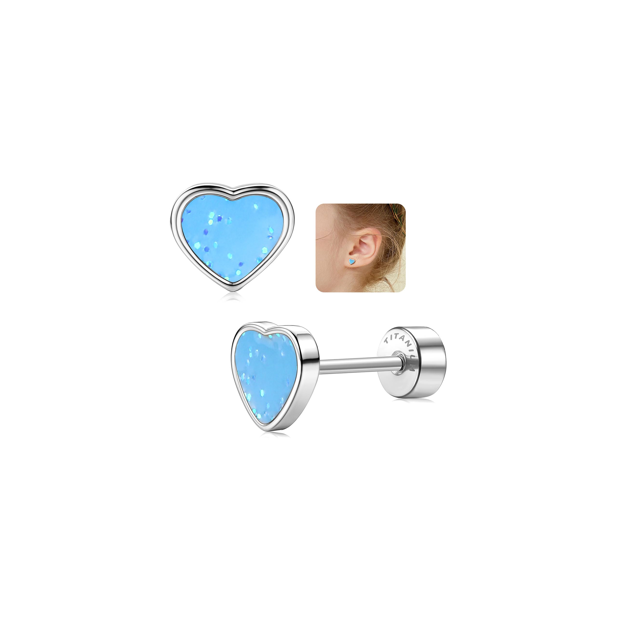 LOLIAS 20G Titan Herz Ohrstecker Ohrringe Für Mädchen Damen14K Gold Süße Kleine Pailletten Ohrstecker Hypoallergene Ohrringe Geschenke Mädchen Knorpel Tragus Ohrstecker Ohr Piercing