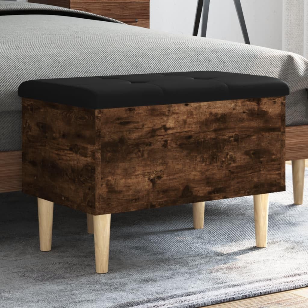 Banc de rangement en chêne fumé avec finitions soignées et assise tout confort