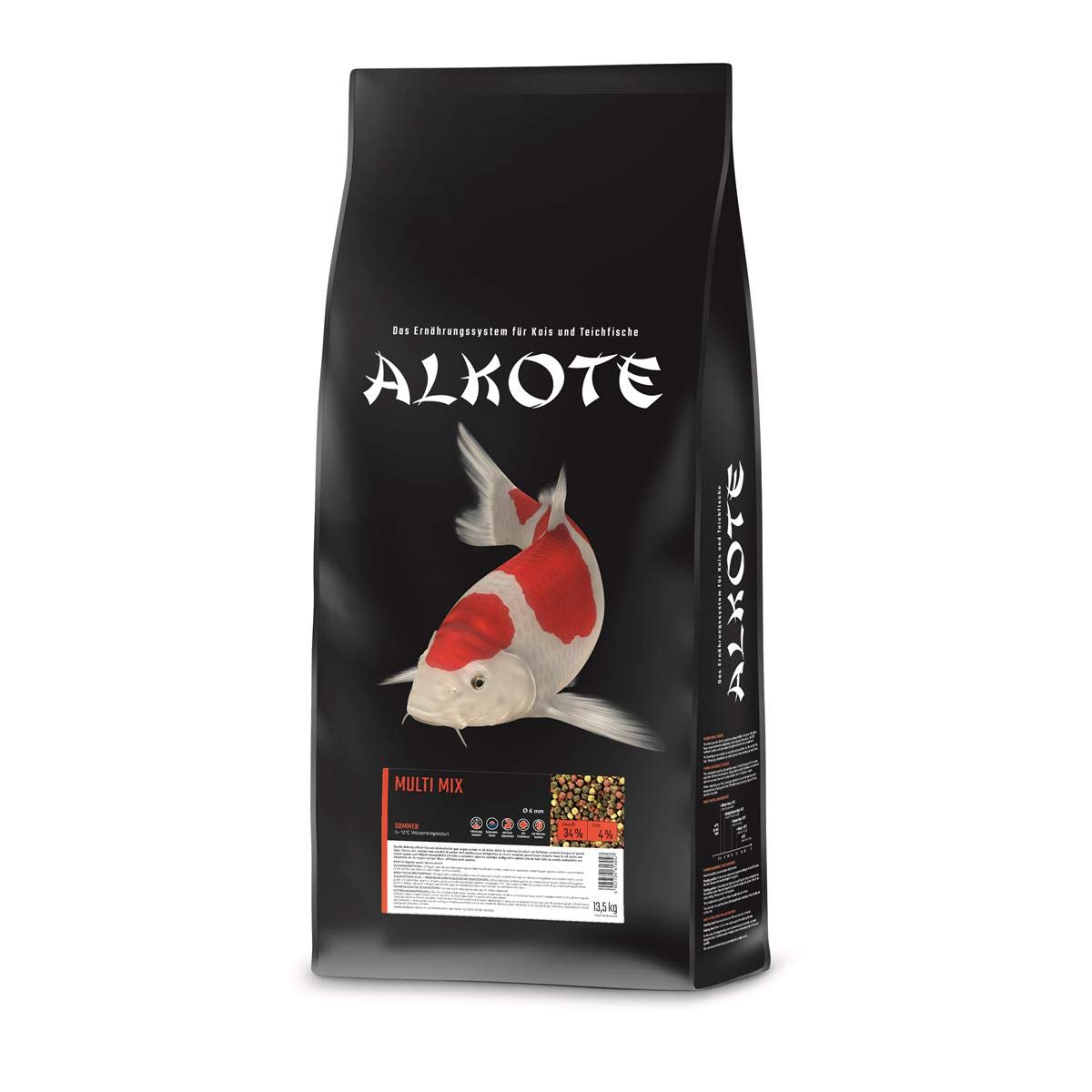 AL-KO-TE, 1-Jahreszeitenfutter für Kois, Sommermonate, Schwimmende Pellets, 6 mm, Hauptfutter Multi Mix, 13,5 kg