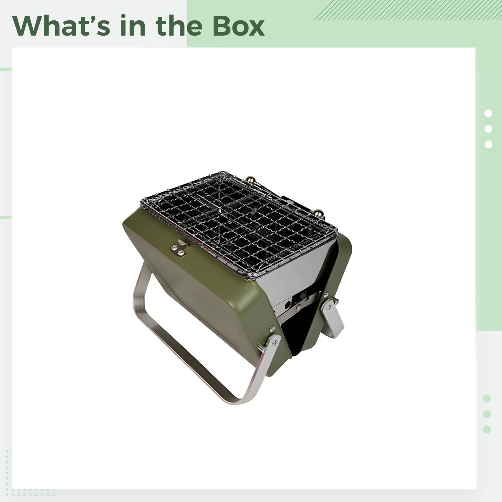 Mini barbecue a carbonella da tavolo, pieghevole, design a valigetta, barbecue portatile con corpo in ferro e gambe in alluminio, verde, per 1-2 persone per cucinare all'aperto