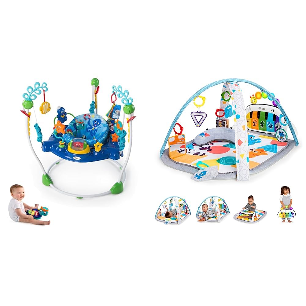 Baby Einstein &, 4 in 1 Kickin' Tunes Spieldecke mit 70+ Geräuschen, 25+ Minuten Musik, Erlebnisdecke mit Klavier und Lichtern, Spielmatte mit Spielbogen abnehmbarem Babyspielzeug, ab der Geburt